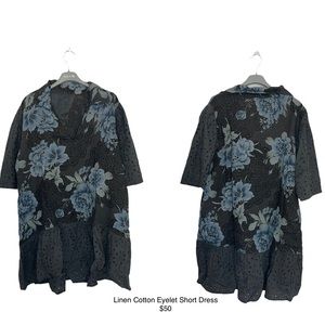 New Made in Italy Linen Floral Dress- Gray